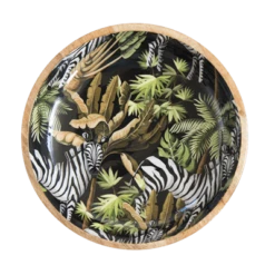 By Room Schaal Rond ø 38 Cm Mangohout Zebra In Jungle