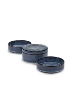Serax Pure Kommenset Met Deksel ø 14 Cm H 15 Cm Keramiek Dark Blue Glazed 3-delig -Beste Keukenproducten Winkel b5120412ds3 m2 1