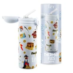 IZY Kids Drinkfles 350 Ml Blue Pirates Rvs 12 IZY Kids Drinkfles 350 Ml Blue Pirates Rvs -Beste Keukenproducten Winkel blue pirates 350ml kids bottle v5