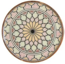 By Room Dienblad ø 40 Cm Mangohout Moroccan Print Bloemmotief Geel/rood/roze