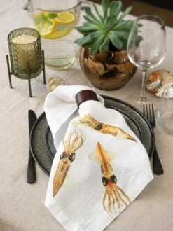 Oldenhof Sea Animals Servet 45 X 45 Cm Linnen 6 Stuks -Beste Keukenproducten Winkel linoroom napkins sea animals vertical lr16