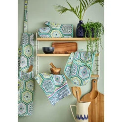 Ulster Weavers Lisbon Tiles Schort Katoen Groen -Beste Keukenproducten Winkel lisbon tiles 1