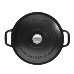 Chasseur Braadpan 4 Liter ø 24 Cm Gietijzer Mat Zwart -Beste Keukenproducten Winkel round casserole black01